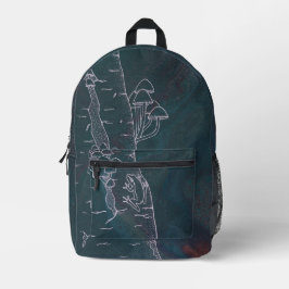 Mushroom Meet at Croaker's Post プリントバックパック