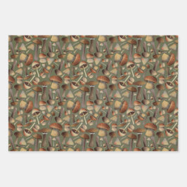 Mushroom Melody Wrapping Paper (3 Flat Sheets) ラッピングペーパーシート