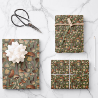 Mushroom Melody Wrapping Paper (3 Flat Sheets) ラッピングペーパーシート