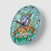 Mushroom Monster ラウンド壁時計 (傾斜)