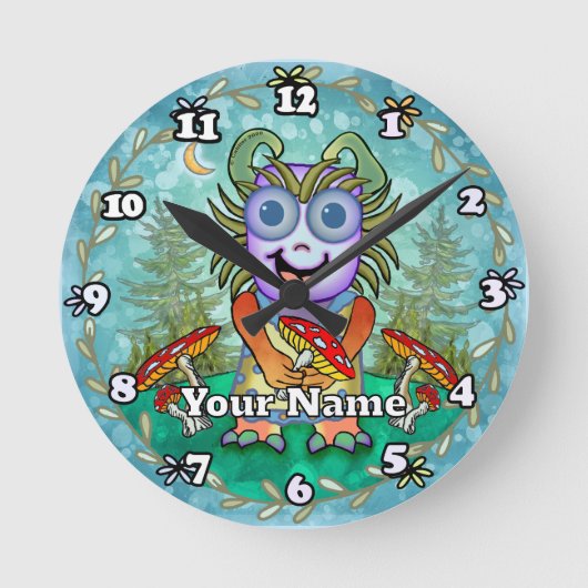 Mushroom Monster ラウンド壁時計 (正面)