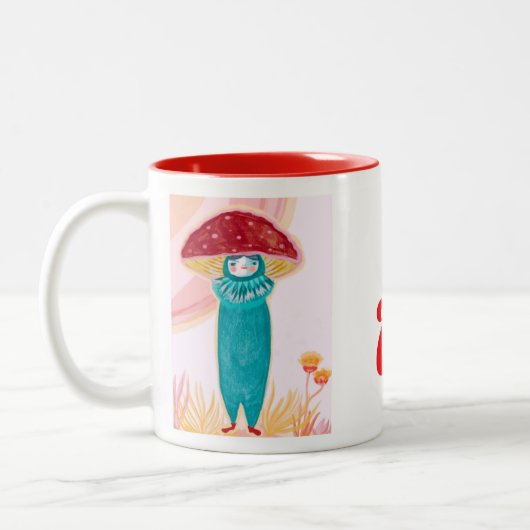 MUSHROOM MUG HANDPAINTED ツートーンマグカップ (左)