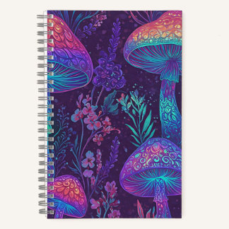 Mushroom Neon Forest Dreamscape ノートブック