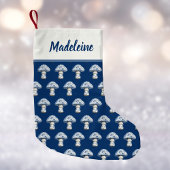 Mushroom Pattern in Cute Navy and Blue Chinoiserie スモールクリスマスストッキング