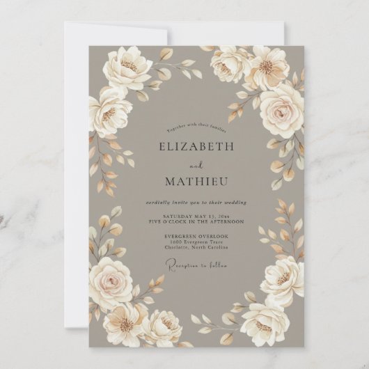 Mushroom Refined Vintage Wedding 招待状 (正面)