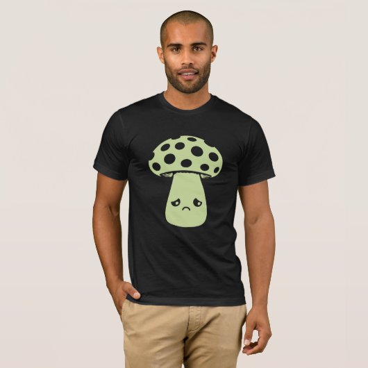 Mushroom Sad Unhappy Face Kawaii Disappointed Mela Tシャツ (正面フル)