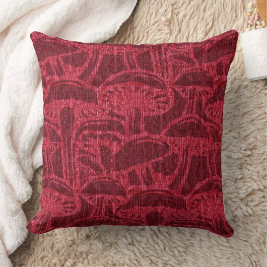 Mushroom story pattern throw pillow クッション (ブランケット)