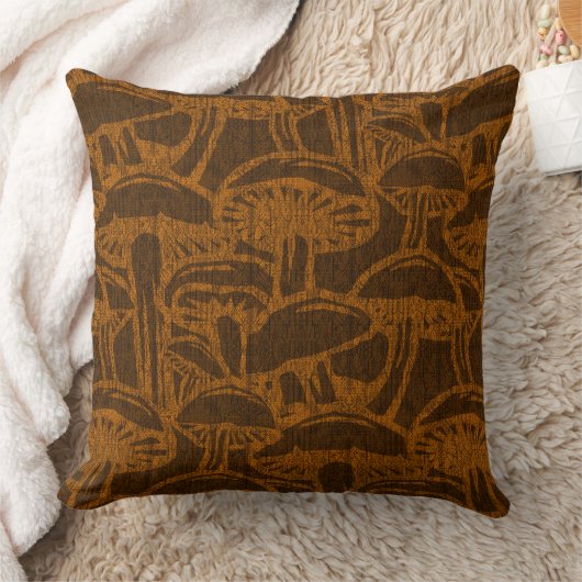 Mushroom story pattern throw pillow クッション (ブランケット)