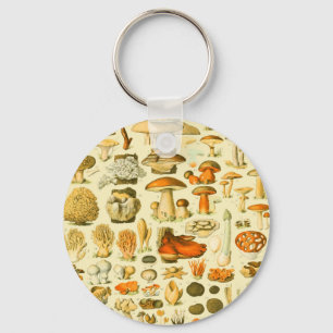 Mushroom Vintage Toadstool Antique Illustration キーホルダー