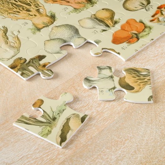 Mushroom Vintage Toadstool Antique Illustration ジグソーパズル (側面)