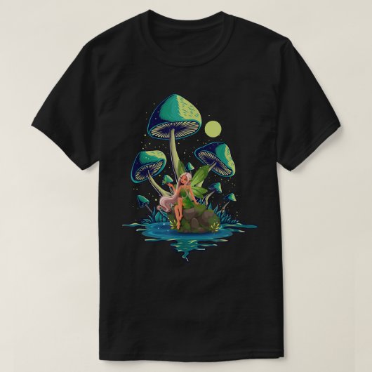 Mushroom With A Cute Fairy Morel Mushroom Fungus M Tシャツ (デザイン正面)