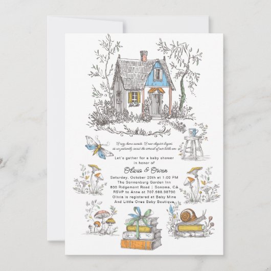 Mushroom Woodland Baby Shower 招待状 (正面)