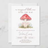 Mushroom Woodland Forest Whimsical Baby Shower 招待状 (正面)