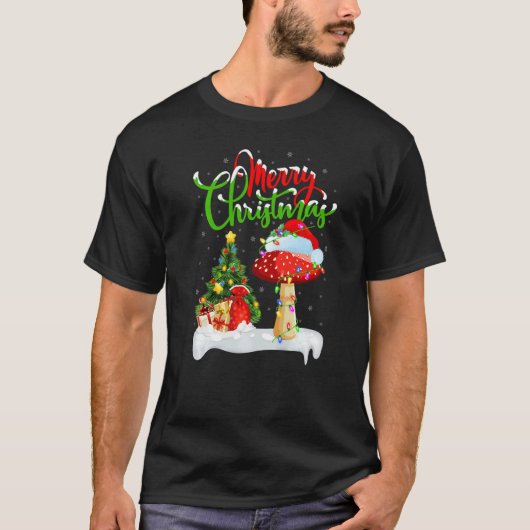 Mushroom  Xmas Decorations Santa Mushroom Christma Tシャツ (正面)