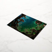 Mushrooms and Moons Teal Blue Fairycore 箔シーズンポストカード (回転した状態)