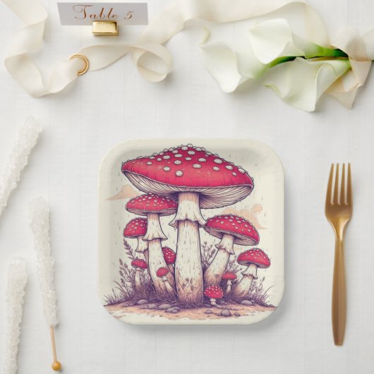 mushrooms Birthday or Shower  ペーパープレート (ウェディング)