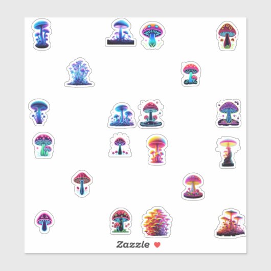 mushrooms neon シール (シート)