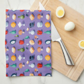 Mushrooms pepper lemon and isometric jars キッチンタオル (四つ折り)