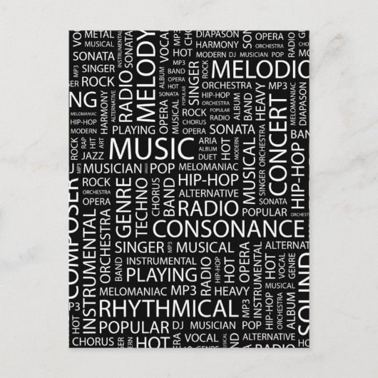 MUSICパターンのワードクラウド ポストカード (正面)