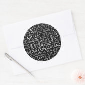 MUSICパターンのワードクラウド ラウンドシール (封筒)