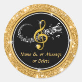 Music パーソナライズされた Stickers for Visit, Envelopes ラウンドシール (正面)