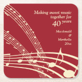 MUSIC モダン40th Rubyの結婚記念日 スクエアペーパーコースター (正面)
