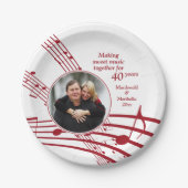 MUSIC モダン Photo 40th Rubyの結婚記念日 ペーパープレート (正面)