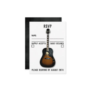 MUSIC=ラブアコースティック・ギター・ウェディングRSVPカード 出欠カード