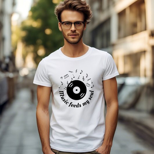 Music 食べ物を与え My Soul Vinyl Album Tシャツ