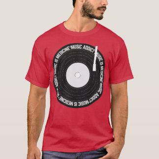 Music Addict Music is Medicine Vinyl Record 2 Tシャツ