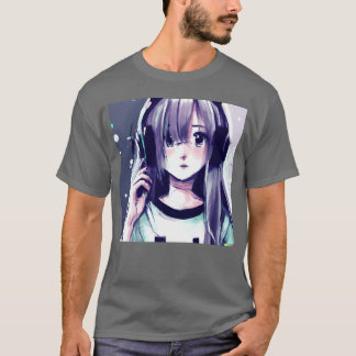 Music Anime Natural Cute Girl friends Tシャツ