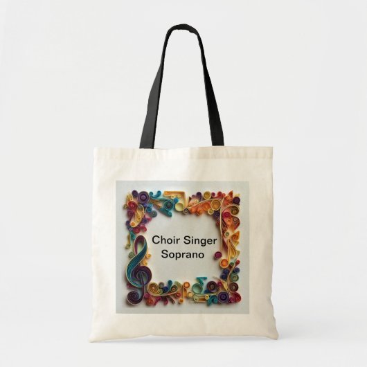 Music based Tote Bag. Colorful quilling pattern. トートバッグ (正面)