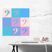 Music Bass Clef Pastel Colors ポスター