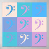 Music Bass Clef Pastel Colors ポスター (正面)