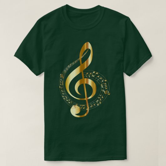 Music Beach Note Gold, Navy  Tシャツ (デザイン正面)