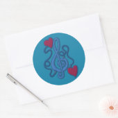 Music Blue Noteスタンプに接続 ラウンドシール (封筒)