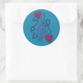 Music Blue Noteスタンプに接続 ラウンドシール (バッグ)