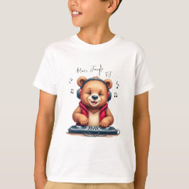 Music Boy, Happy Grizzly Bear DJ Tシャツ，パーティー Tシャツ