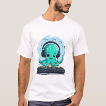Music Boy, Happy Octopus DJ Tシャツ，パーティー