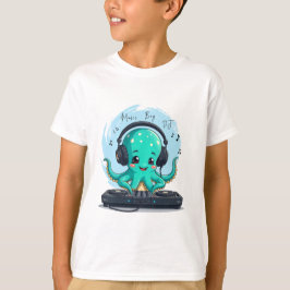 Music Boy, Happy Octopus DJ Tシャツ，パーティー Tシャツ