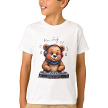 Music Boy, Smiling Grizzly Bear DJ Tシャツ，パーティー