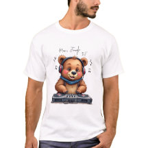 Music Boy, Smiling Grizzly Bear DJ Tシャツ，パーティー