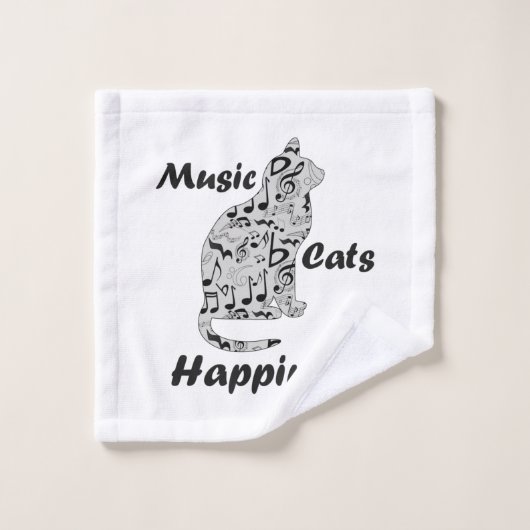 Music Cats Happiness -猫好きミュージシャン ウォッシュタオル (ウォッシュタオル)