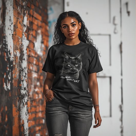 Music Chill Cat,cute kitty  トライブレンドＴシャツ