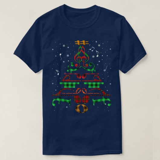 Music Christmas Tree Music Notes Treble Clef Decor Tシャツ (デザイン正面)