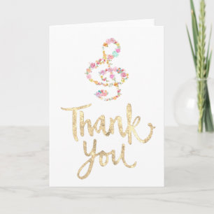 music clef gold foil thank you trendy script サンキューカード