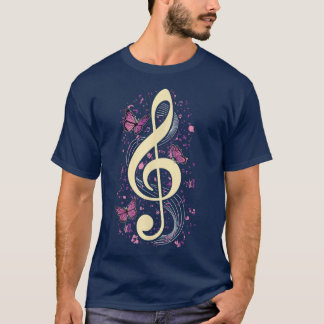 Music Clef with Butterflies Music Tシャツ