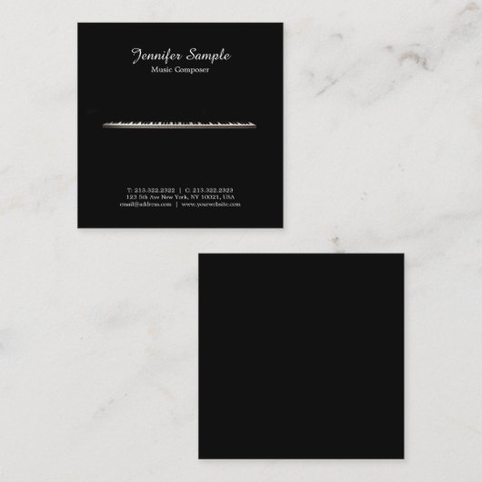 Music Composerの先生インストラクターエレガントプレーン スクエア名刺 (正面/裏面)