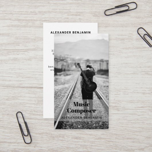 Music Composer写真QRコードの名刺 名刺 (正面/裏面インサイチュ)