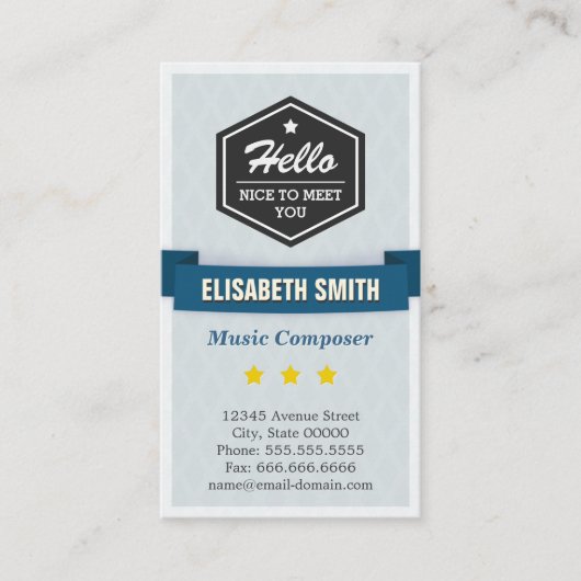 Music Composer -クリエイティブレトロ スタイリッシュ 名刺 (正面)